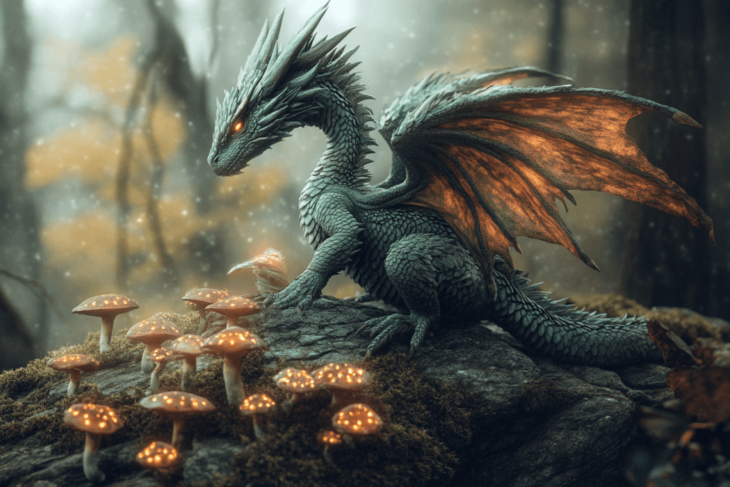 a dragon created using an enhanced prompt in Midjourney