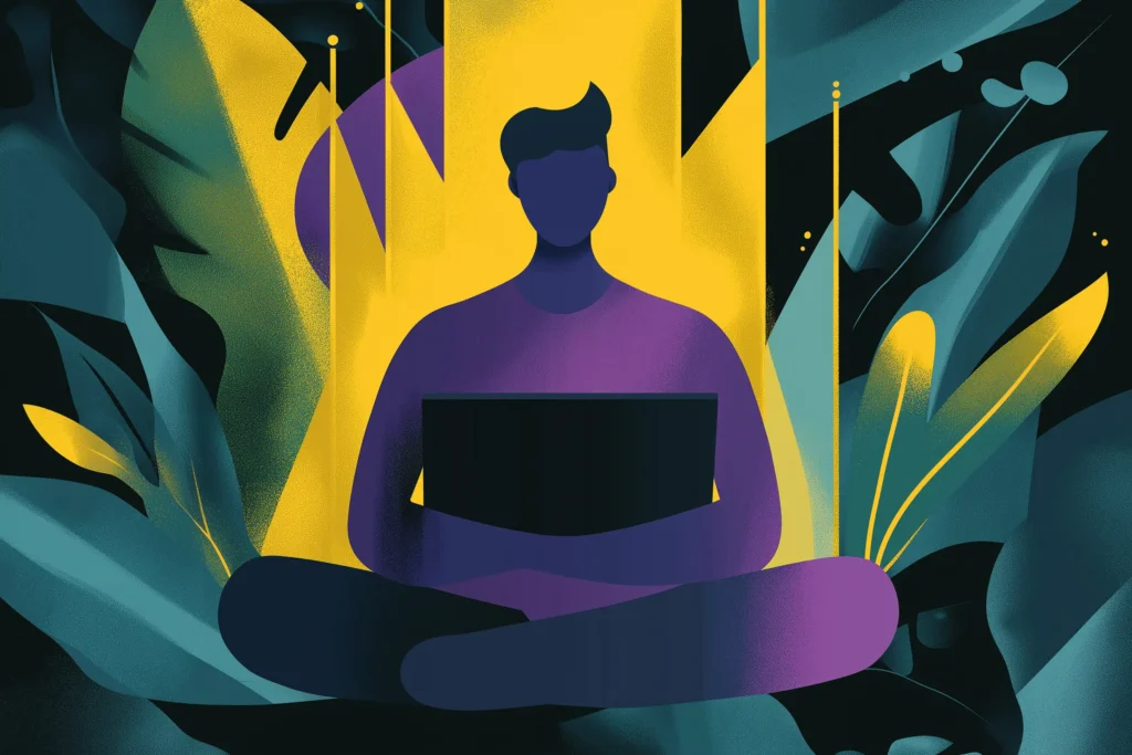 Illustration of a man meditating as a way to illustrate how to maintain work-life balance